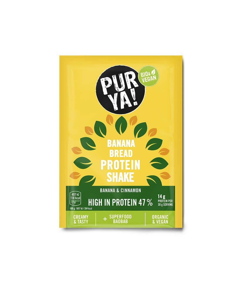 PURYA! Protein Shake mit Superfood Tüte in der Sorte Banana Bread mit Baobab
