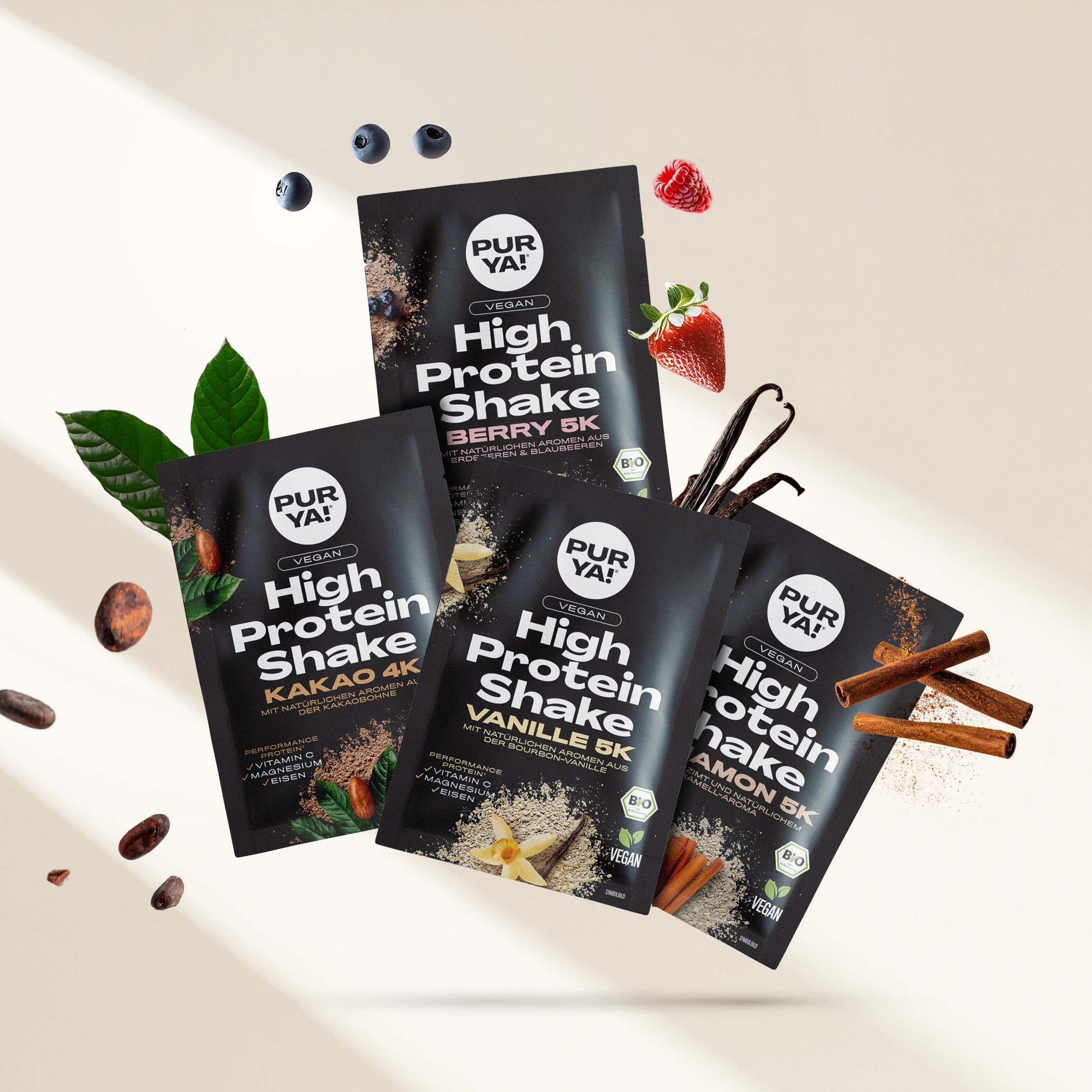 Veganes Proteinpulver Probierpaket – 4 Sorten (12x30g)