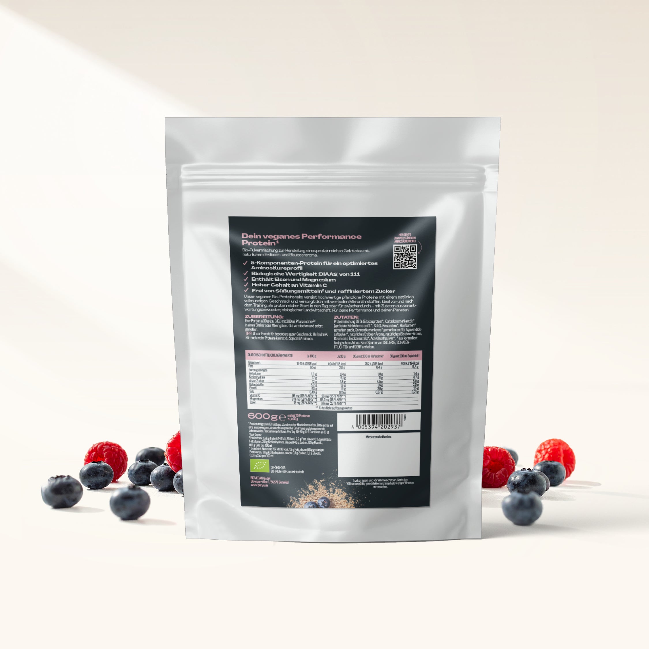 Veganes Proteinpulver Berry 600g