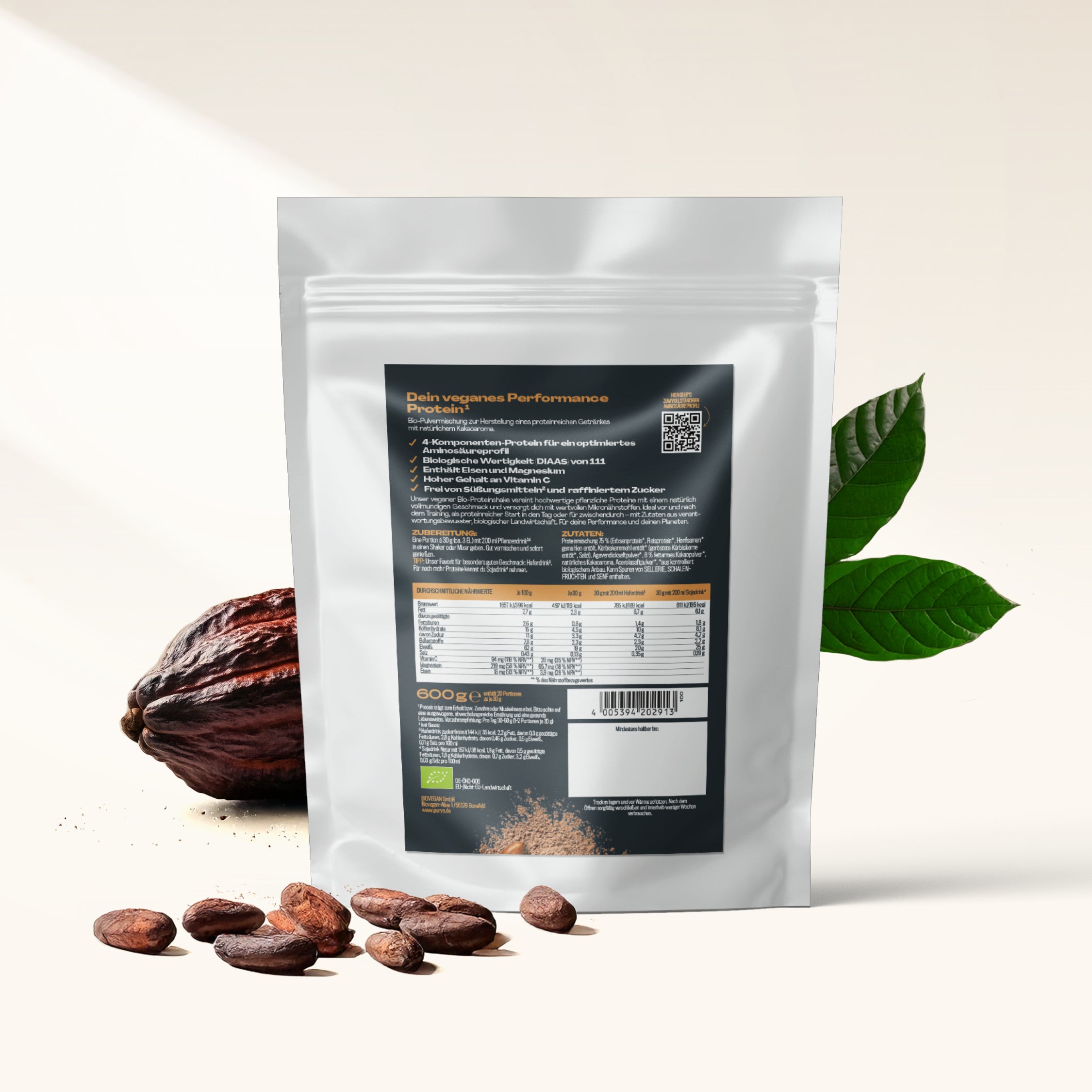Veganes Proteinpulver Kakao 600g