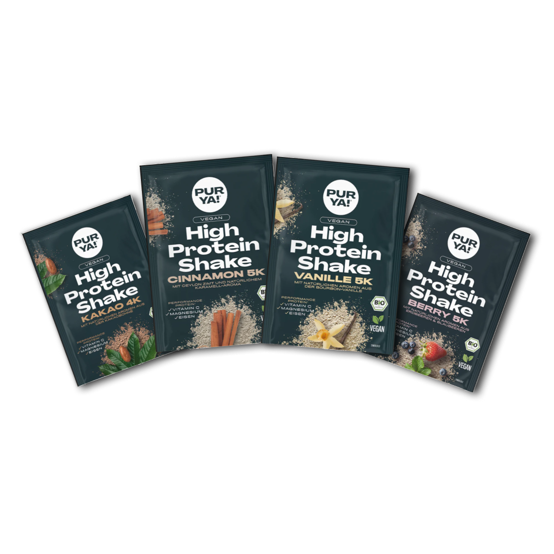 Probierset veganes Protein vier verschiedene Sorten