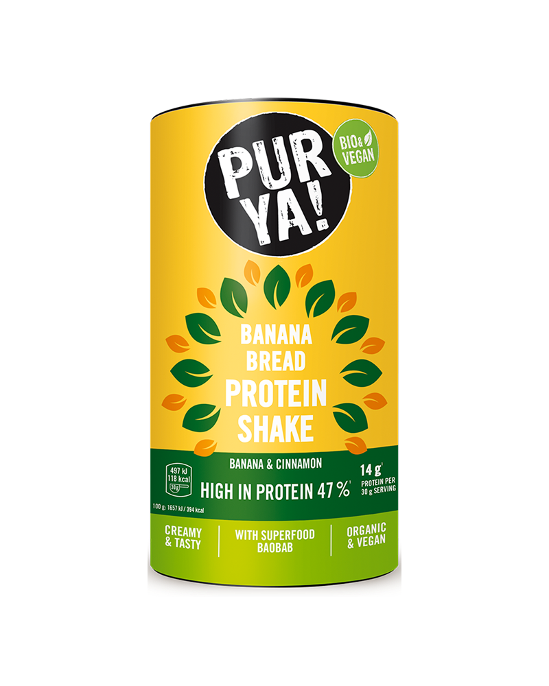 PURYA! Protein Shake mit Superfood Dose in der Sorte Banana Bread mit Baobab