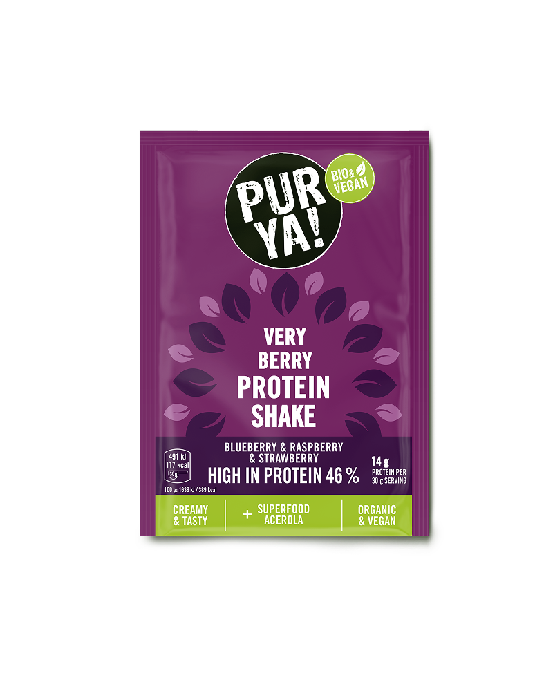 PURYA! Protein Shake mit Superfood Tüte in der Sorte Very Berry mit Acerola
